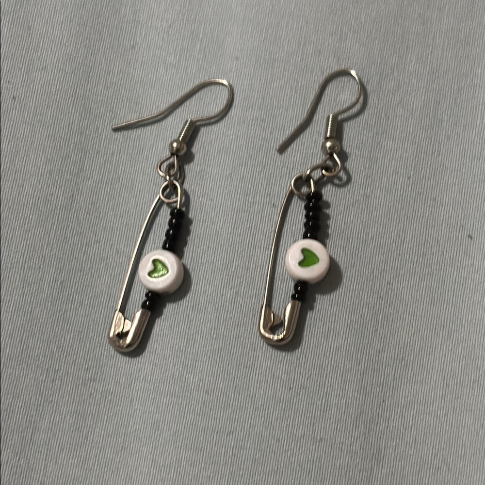 Silver and Black Safety Pin Earrings